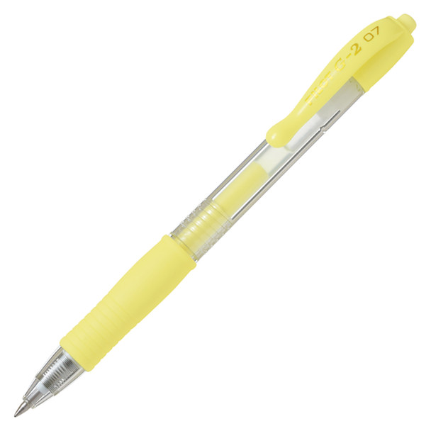 Pilot G-2 Pastel Yellow Retractable Gel Pen 0.7mm Box of 12