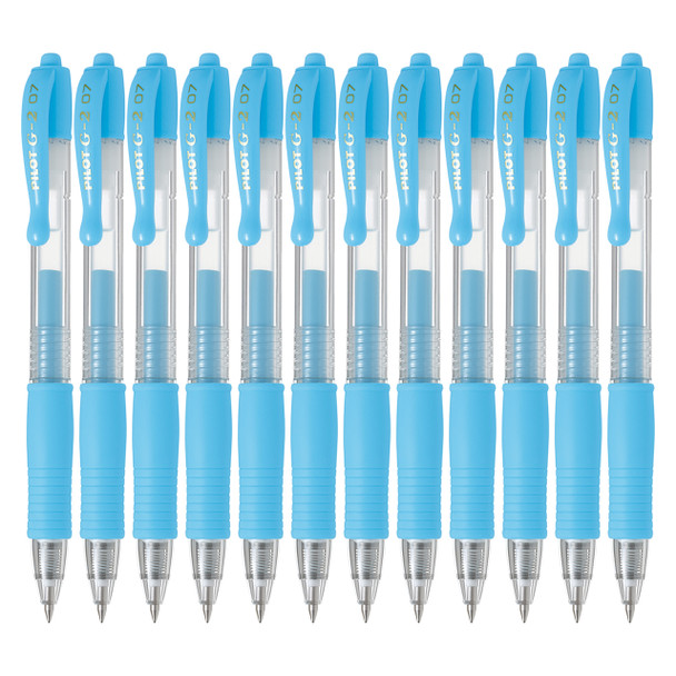 Pilot G-2 Retractable Gel Pen 0.7mm Pastel Blue Box of 12