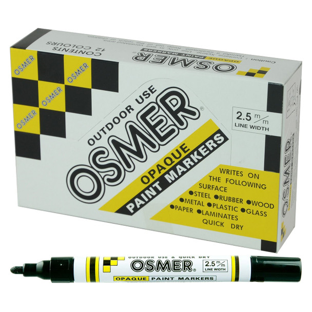 Osmer Opaque Paint Marker Broad Tip Black Box of 12