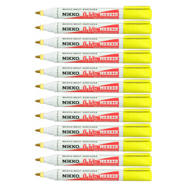 Nikko Permanent Oil Marker Bullet Tip Yellow Box of 12