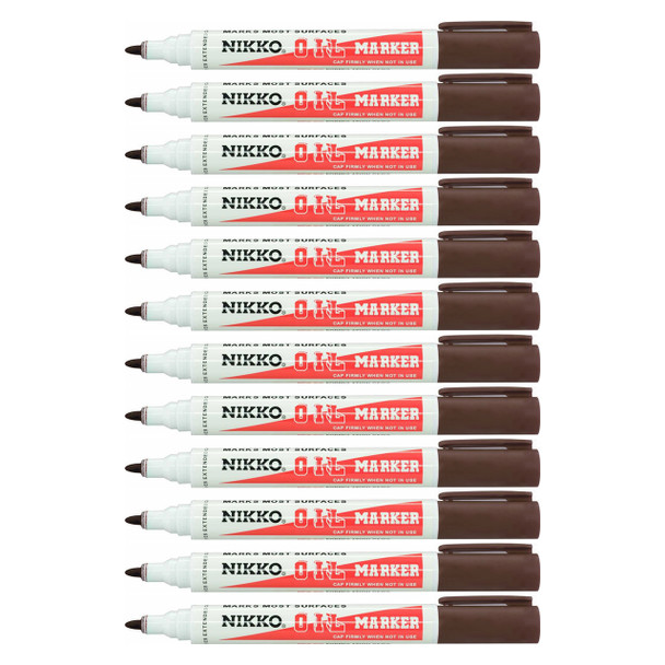 Nikko Permanent Oil Marker Bullet Tip Brown Box of 12