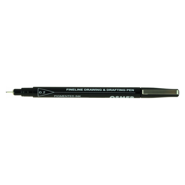 Osmer Black Fineline Drawing and Drafting Pen 0.2mm Box of 12