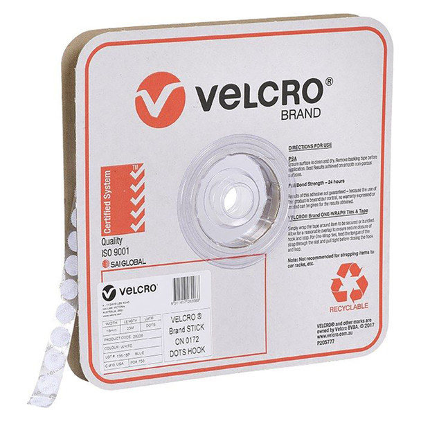Osmer Velcro Brand Hook Only 16mm 1200 Spots White