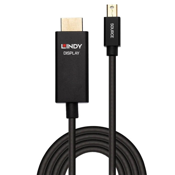 Lindy Black, 2m Active Mini DisplayPort to HDMI Cable with HDR | Mega Office Supplies