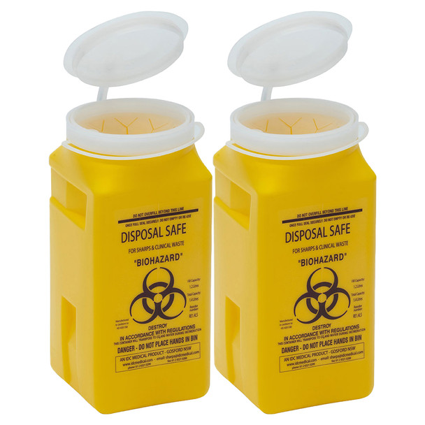 AeroHazard 1.4L Steel Sharps Disposal Safe (includes 2 x Sharps Container 1.4L) | Mega Office Supplies