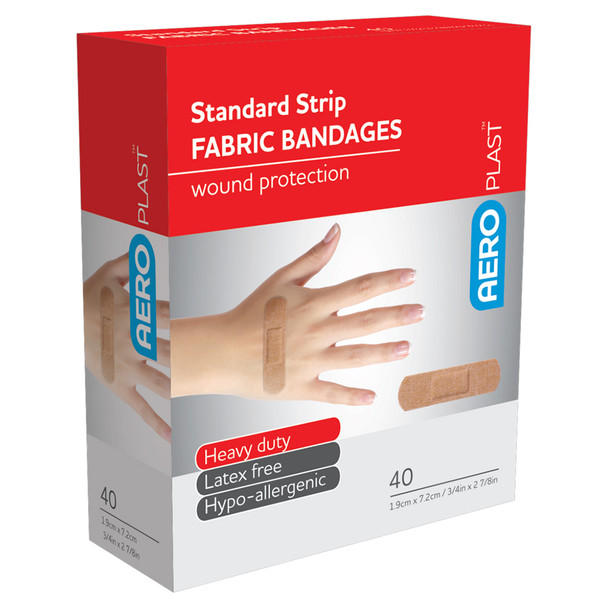 AeroPlast Premium Fabric Standard Strips 7.2 x 1.9cm Box/40 (Pack of 6) | Mega Office Supplies
