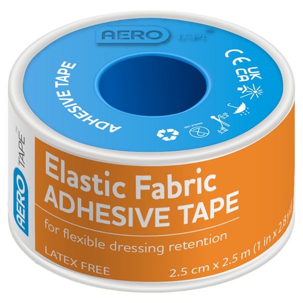 AeroTape Elastic Fabric Adhesive Tape 2.5cm x 2.5m (Pack of 6) | Mega Office Supplies