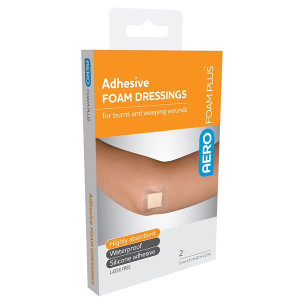 AeroFoam Plus Adhesive Foam Dressings 5 x 5cm Box/2 | Mega Office Supplies