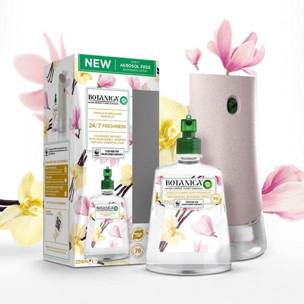 Botanica by Air Wick Vanilla and Himalayan Magnolia Automatic Spray Starter Kit x 3 | Mega Office Supplies