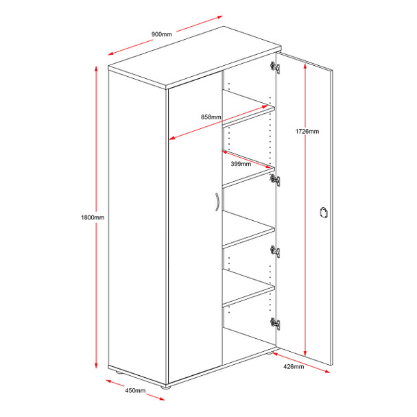 RAPIDLINE #CSC2FD N/I FULL DOOR CUPBOARD - INCLUDES 1 X FIXED MID SHELF + 3 X ADJUSTABLE SHELVES - FULLY LOCKABLE - INCLUDES 2 KEYS NATURAL WHITE