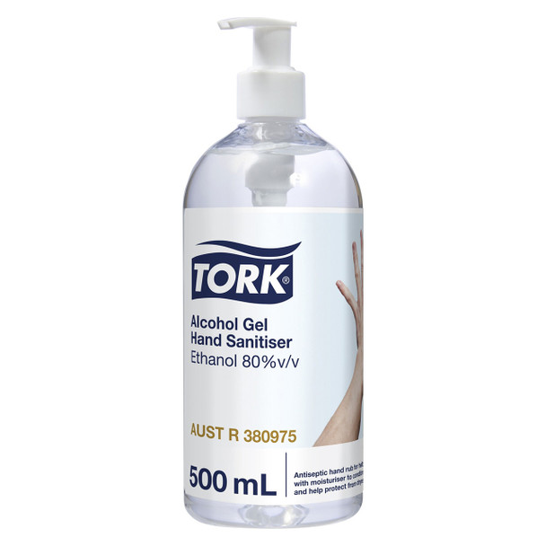 Tork Alcohol Gel Hand Sanitiser with Pump 500ml - Carton of 12 | Mega Office Supplies