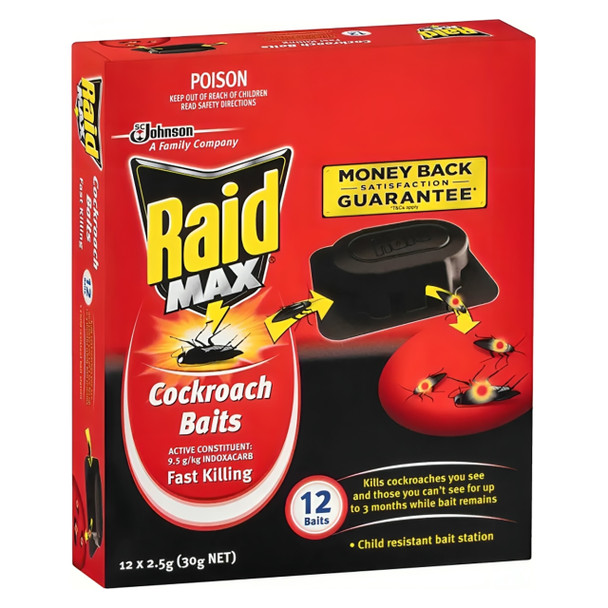 Raid Max Cockroach Baits 2.5g Pack of 12 x 6 | Mega Office Supplies