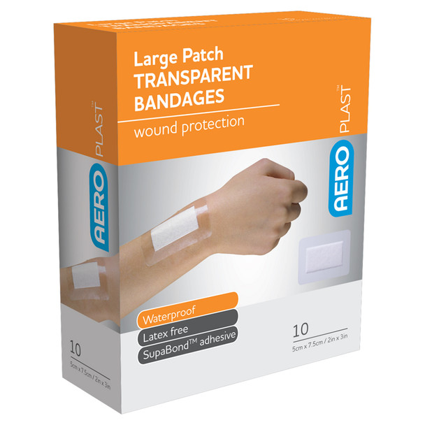 AeroPlast Transparent Large Patch 7.5 x 5cm Box/10 (Pack of 6) | Mega Office Supplies