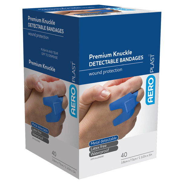 AeroPlast Premium Detectable Knuckle Dressings 7.5 x 3.8cm Box/40 (Pack of 6) | Mega Office Supplies
