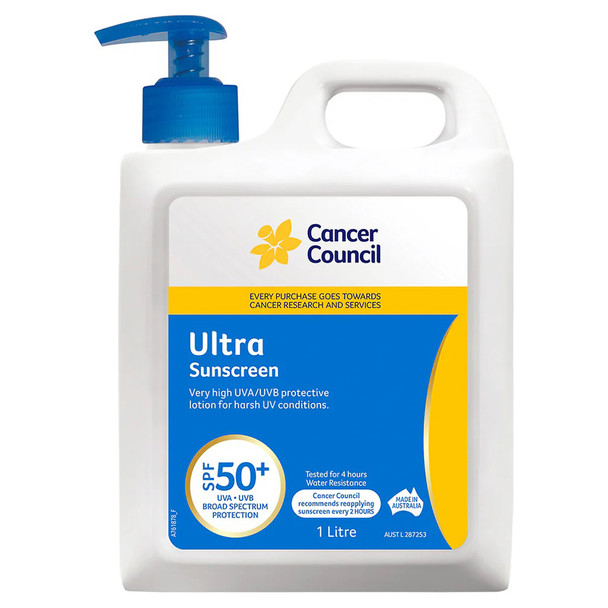 Cancer Council SPF50+ Ultra Sunscreen Pump 1L (Pack of 6) | Mega Office Supplies