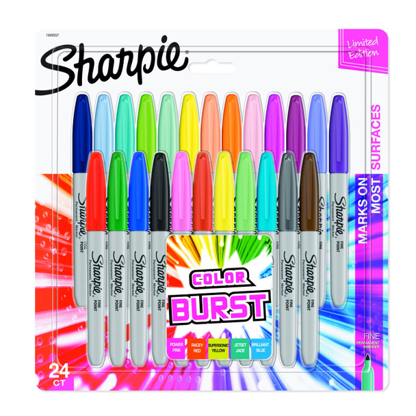 Sharpie Color Burst Permanent Marker Fine Point Assorted Pack of 24