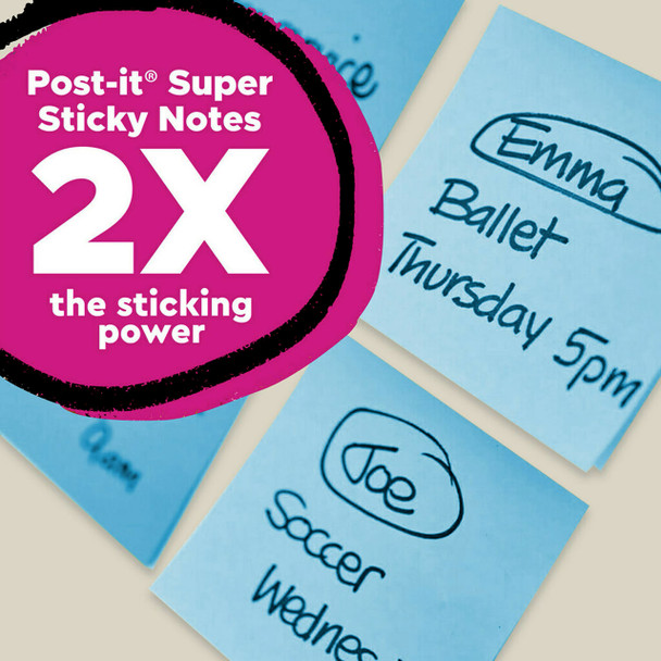 Post-it Super Sticky Notes 654R-12SST Assorted Colours 76 x 76mm Pack of 12