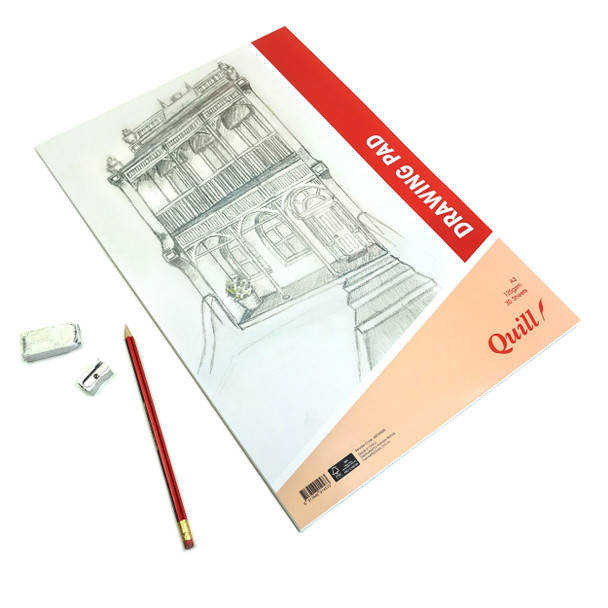 Quill A3 30 Sheets Portrait Drawing Pad 125gsm Pack of 5