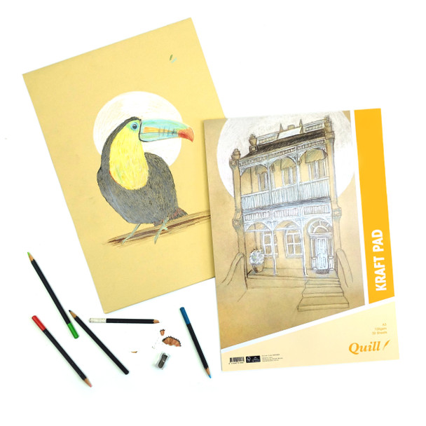 Quill Portrait Kraft Pad A3 120gsm 30 Sheets - Pack of 5 | Mega Office Supplies