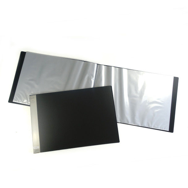 Quill Black Display Book Fixed PP A3 20 Pockets Landscape Pack of 10