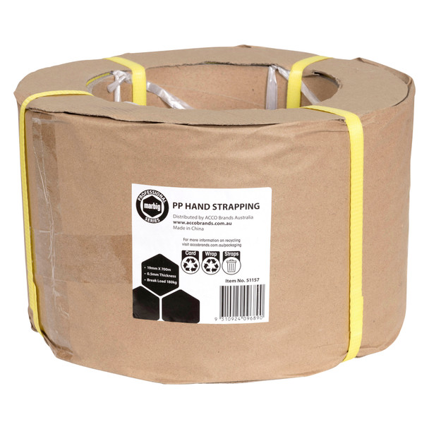 Marbig Professional Hand Strapping Yellow 19mm x 700m x 0.5mm