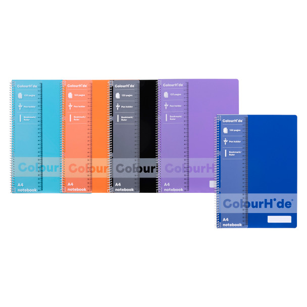 ColourHide Notebook A4 120 Page Assorted Pack 10 | Mega Office Supplies