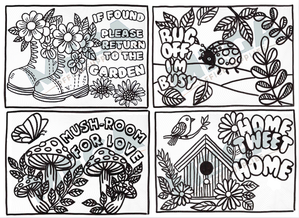 Plant Smiles, Grow Giggles, Colour in Love -  Colouring Book Adult Blooming Garden