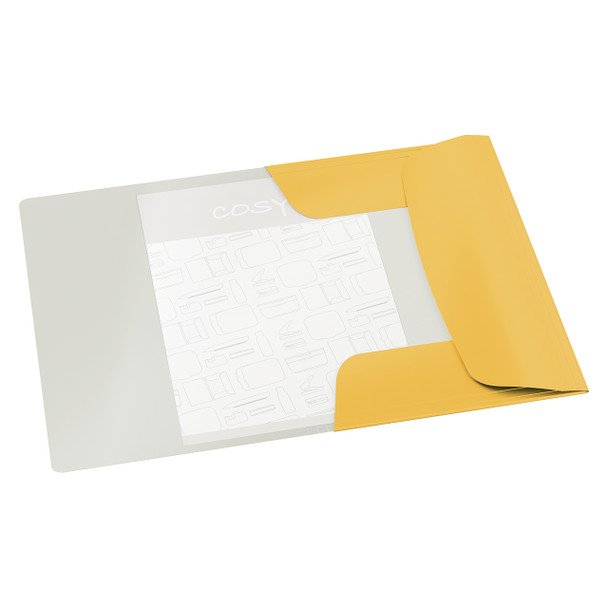 Leitz 3 Flap Folder Card A4 Yellow Cosy Pack of 10 | Mega Office Supplies