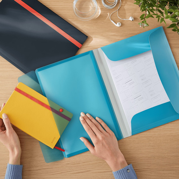 Leitz Cosy 3 Flap Folder with Pocket A4 Blue Pack of 10 | Mega Office Supplies