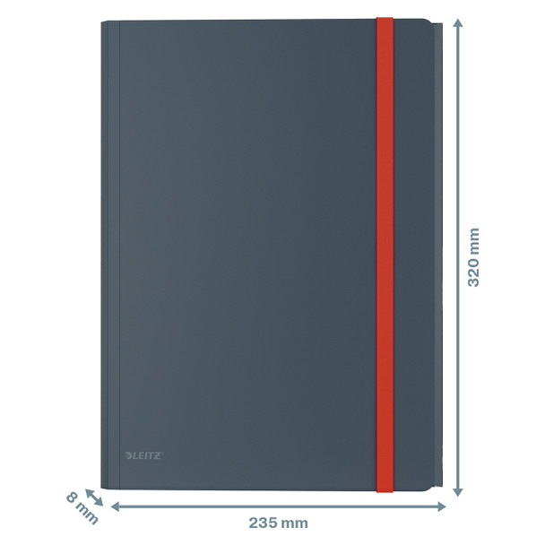 Leitz Grey Cosy 3 Flap Folder with Pocket A4 Pack of 10 | Mega Office Supplies