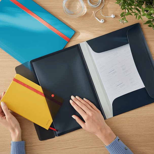 Leitz Cosy 3 Flap Folder with Pocket A4 Grey Pack of 10 | Mega Office Supplies
