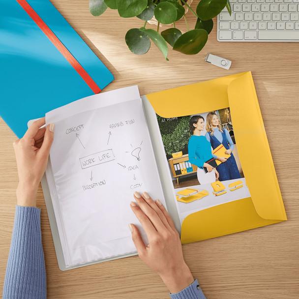 Leitz Yellow Cosy 3 Flap Folder with Display Book A4 Pack of 10