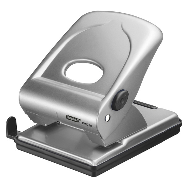 Rapid FMC40 Powerful Metal 2-Hole Punch Silver | Mega Office Supplies