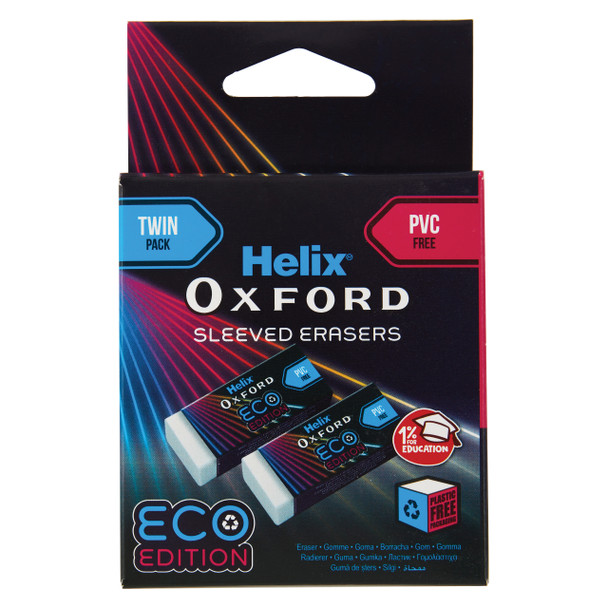 Helix Oxford Cyber Eco Erasers Matrix Twin Pack