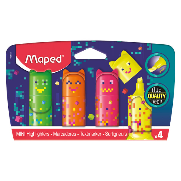 Maped Pixel Party Highlighter Assorted Pack of 4 Box of 12