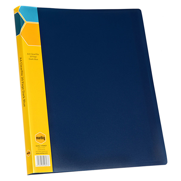 Marbig Display Book Fixed Pocket 20 Page A4 Navy Blue