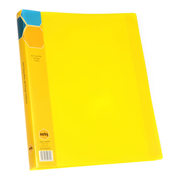 Marbig Display Book Fixed Pocket A4 40 Page Yellow | Mega Office Supplies