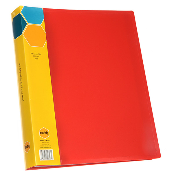 Marbig Display Book Fixed Pocket A4 60 Page Red | Mega Office Supplies