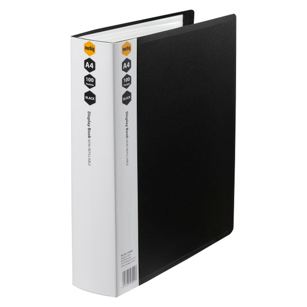 Marbig Display Book A4 100 Page with Insert Spine Black | Mega Office Supplies
