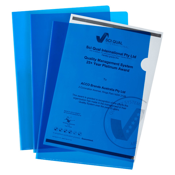 Marbig Ultra Letter File Polypropylene A4 Blue Pack of 10