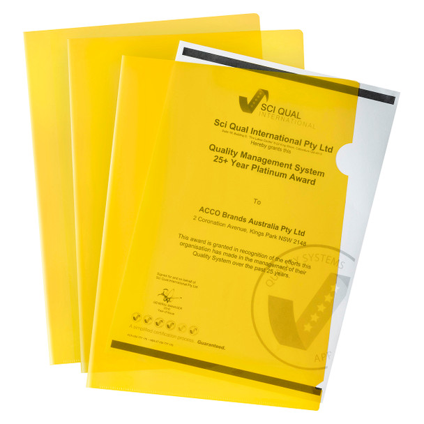 Marbig Ultra Letter File Polypropylene A4 Yellow Pack of 10