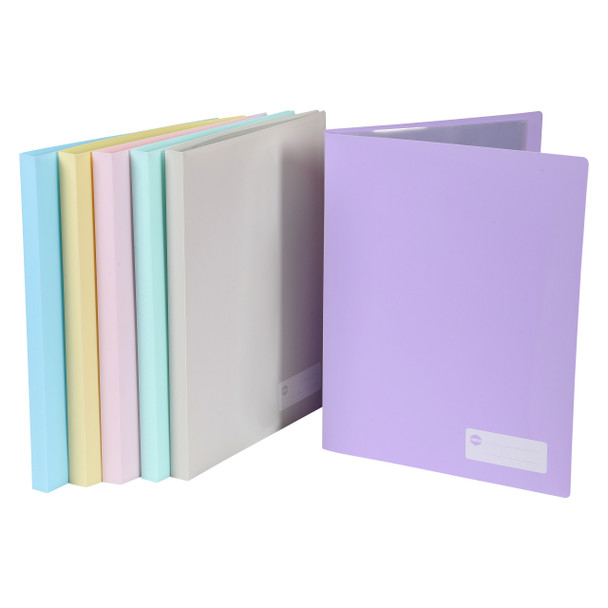 Marbig Non-Refillable Display Book 20 Pocket A4 Pastel Assorted Pack 6 | Mega Office Supplies