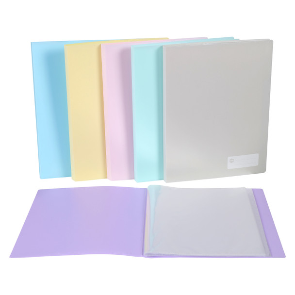 Marbig Display Book 20 Pocket A4 Non Refillable Pastel Assorted Pack of 6