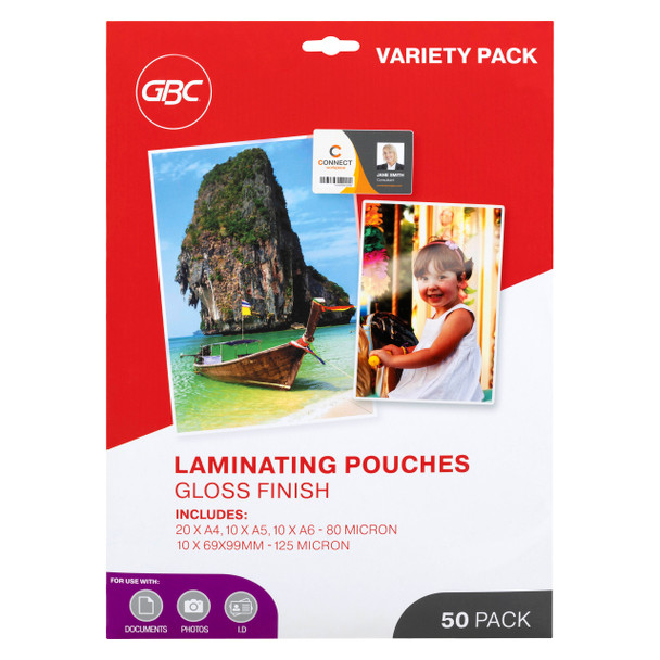 GBC Variety 80 and 125 Micron Pouches Pack 50