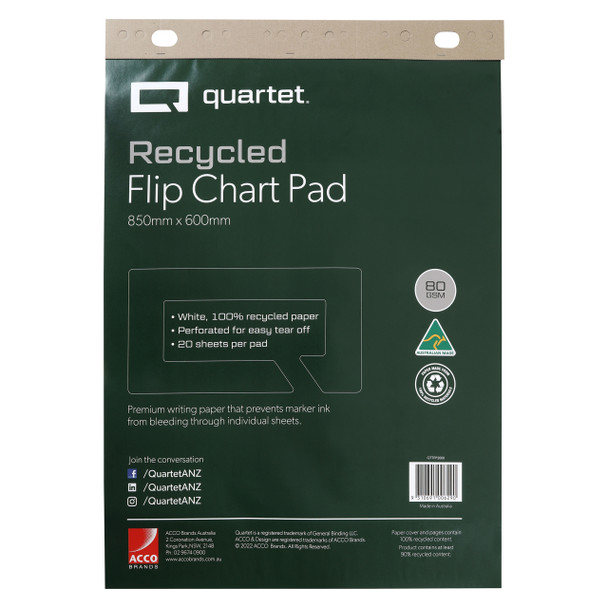 Quartet Recycled Flipchart Pad 20 Sheets 600 x 850mm Pack of 4