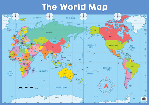 Chart - The World Map - (Large A1) Centre-Folded - Australian Teaching Aids | Mega Office Supplies