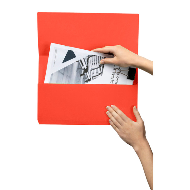 Marbig Foolscap Slimpick Document Wallet Red Box of 50