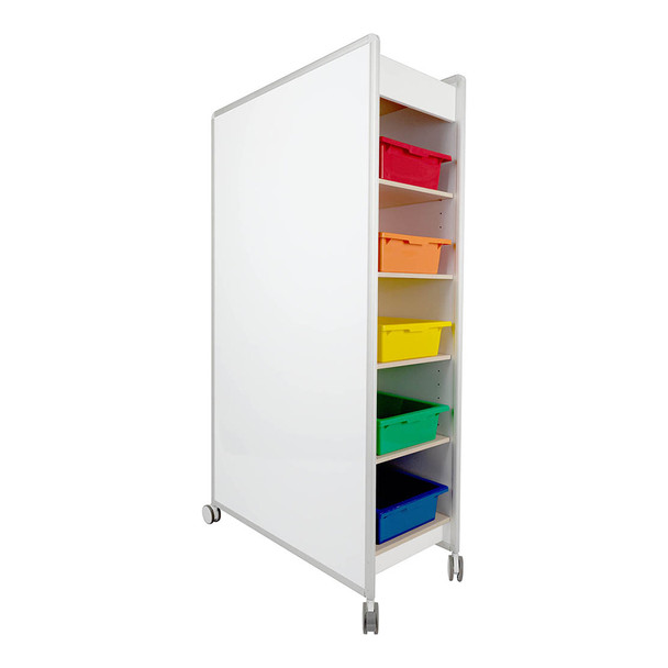 Visionchart Huddle Double-Sided Mobile Whiteboard with Extra 2 Shelves + 10 Tote Tray | Mega Office Supplies
