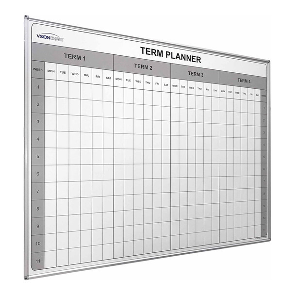 Visionchart School Planner Magnetic Whiteboard 1500 x 1200mm 4 Term | Mega Office Supplies