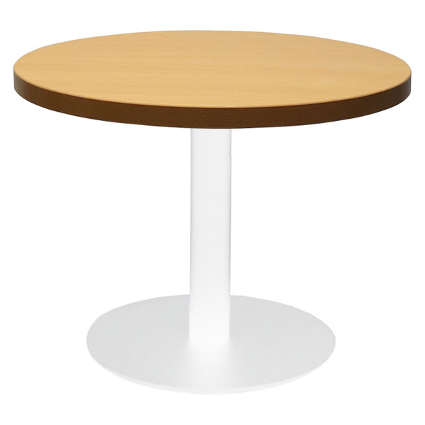 Rapidline Estilo Round Coffee Table Flat Disc Base 600mm Diameter Beech / White
